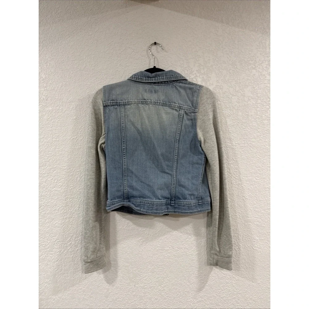 Chaps Ralph Lauren Jean jacket with grey sweatshirt sleeves Sz Small